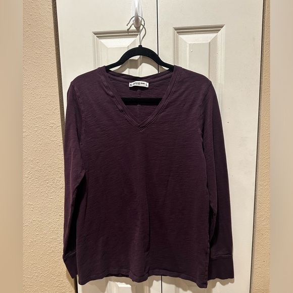 American Giant Premium Slub V-Neck Purple Tee Long Sleeve Supima Cotton,size L - Picture 8 of 12